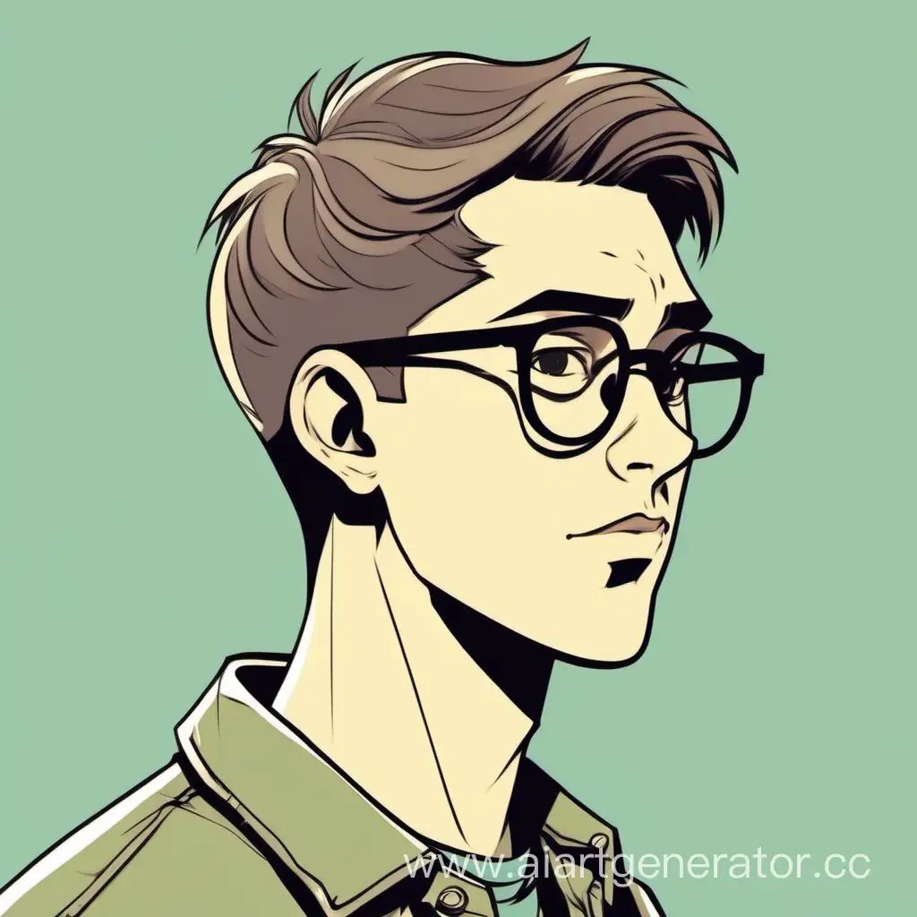 Cartoon-Portrait-of-a-Young-Man-with-Short-Hair-and-Glasses