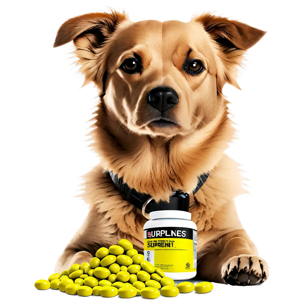 a dog with eating supplements