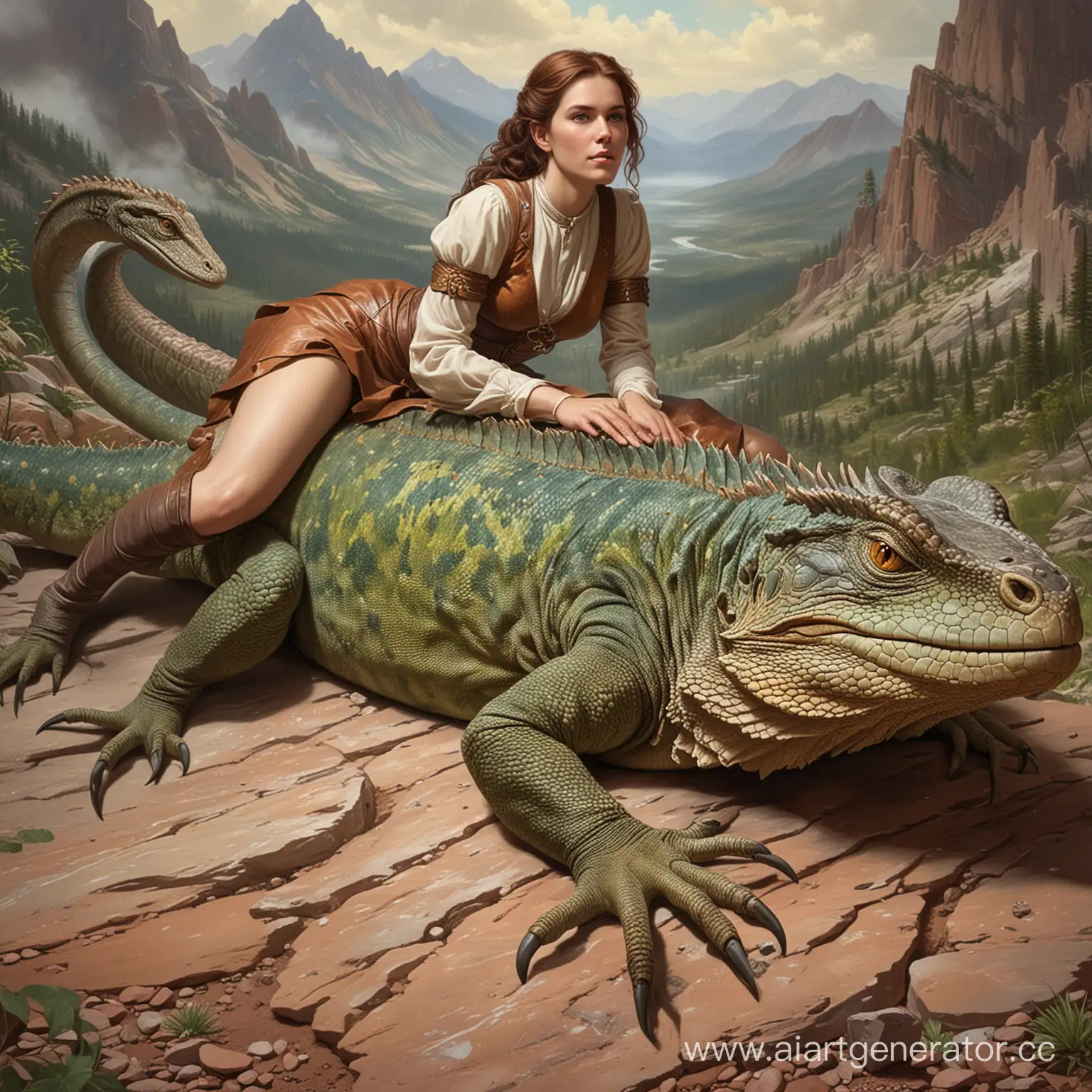 Copper-Mountains-Lizard-Queen-Basking-in-Serene-Landscape