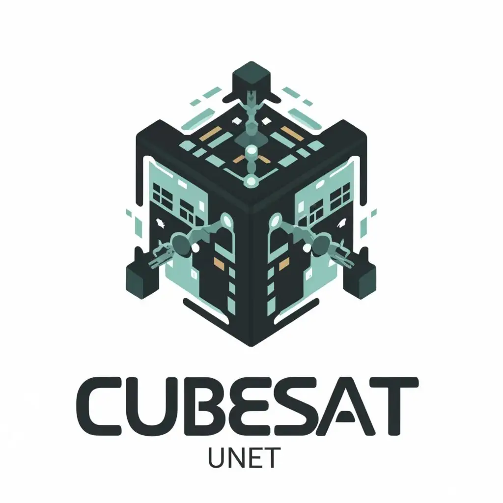 logo, cubic satellite
shield, with the text "cubesat unet", typography, be used in Technology industry