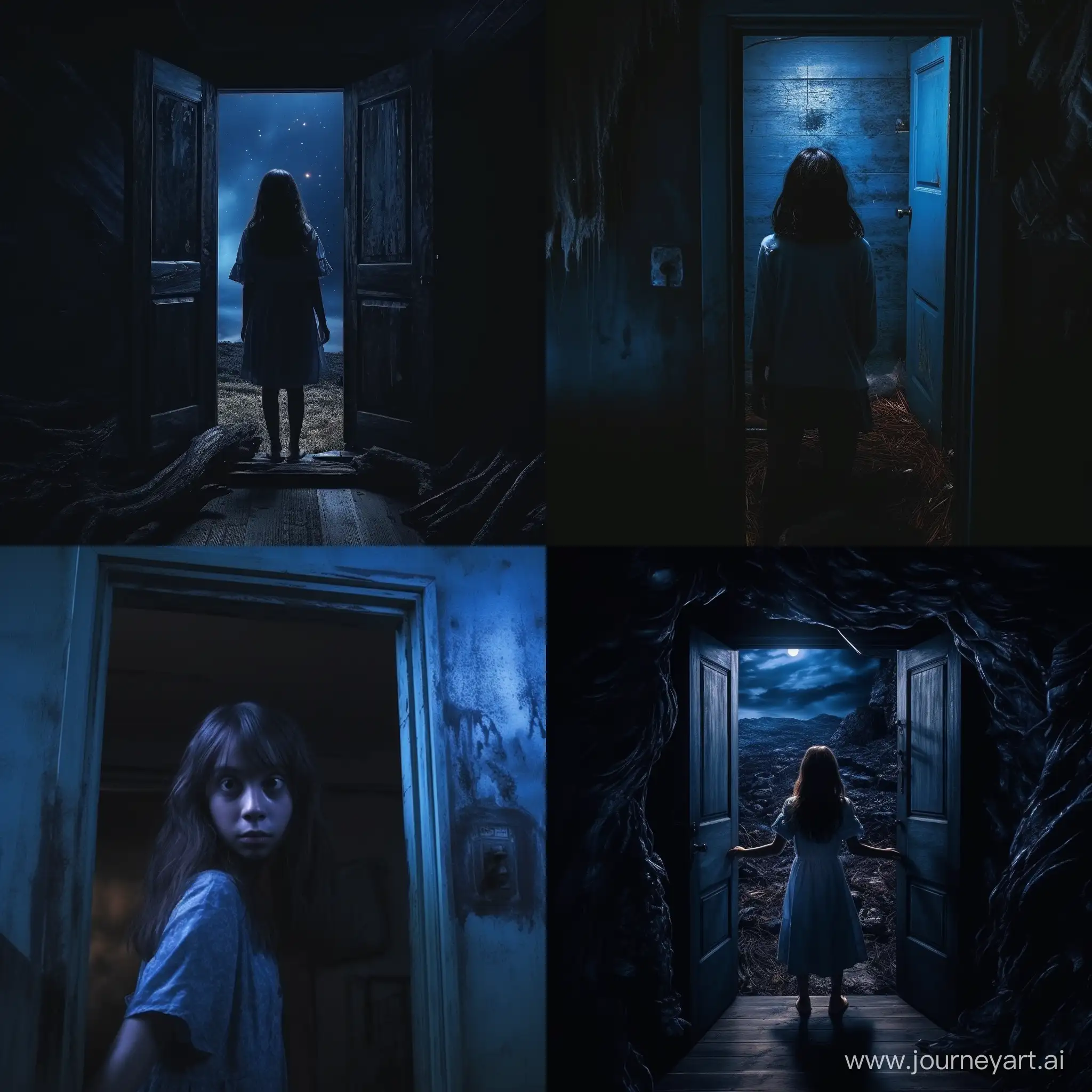 Mysterious-Invitation-Bluelit-Door-and-Enigmatic-Girl
