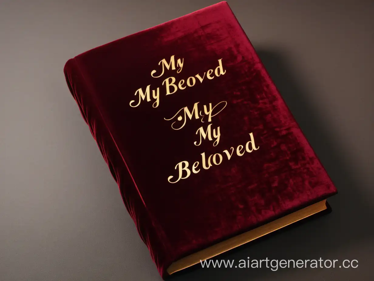 Книга в красной бархатной обложке с надписью "Моей любимой" золотыми нитями