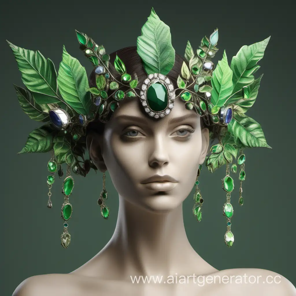 Elegant-Green-Headgear-Adorned-with-Leaves-and-Precious-Stones
