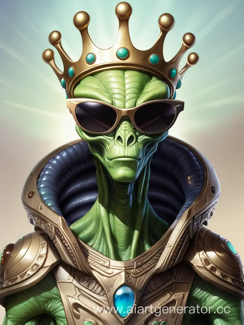 Alien king, wearing sunglasses