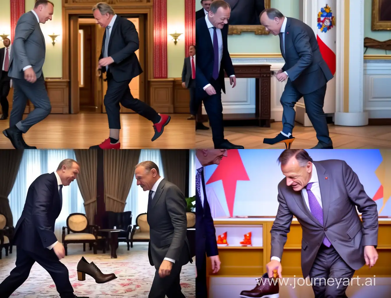 
Donald Tusk licks Olaf Scholz's shoes