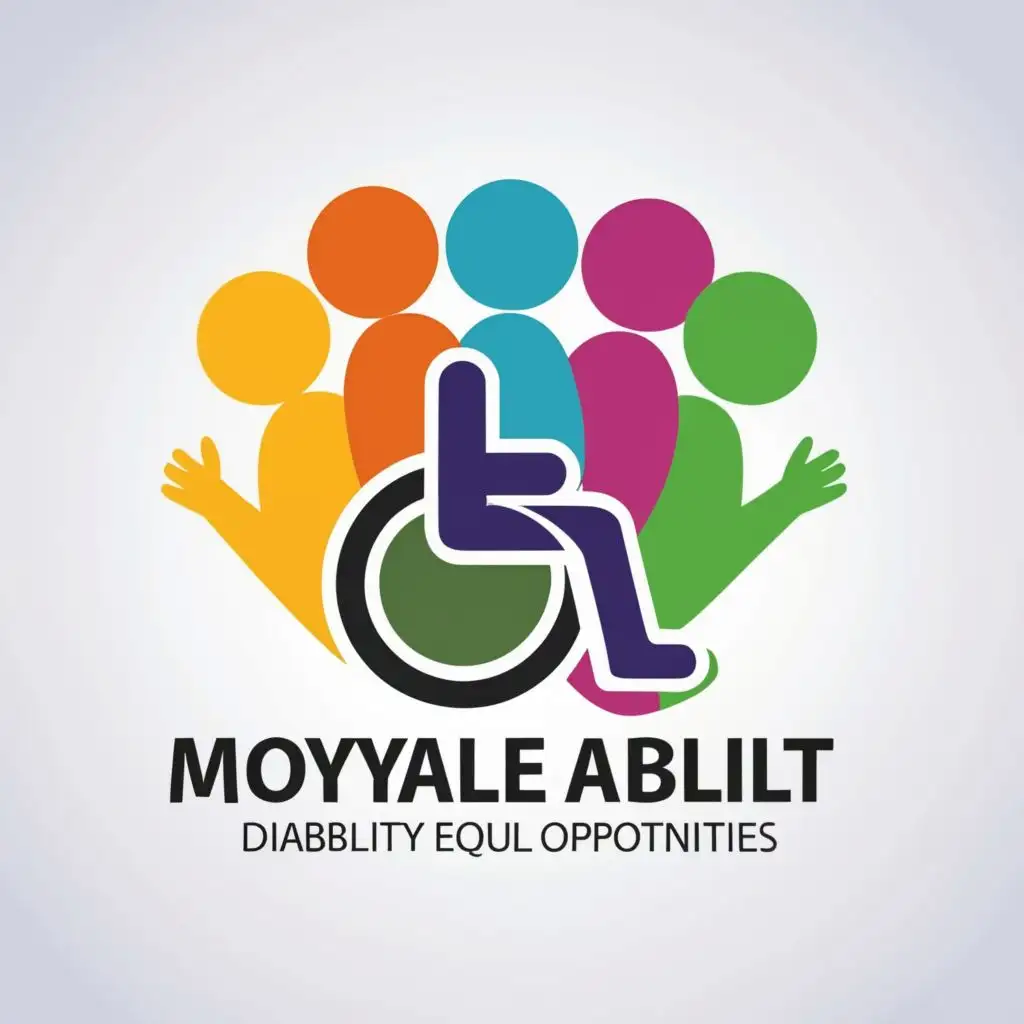 logo, Wheelchair, community face and Slogan Diverse Abilities, Equal Opportunities. Use vibrant colours, with the text "Moyale Disability Caucas and/with acronymn MDC", typography, be used in Nonprofit industry