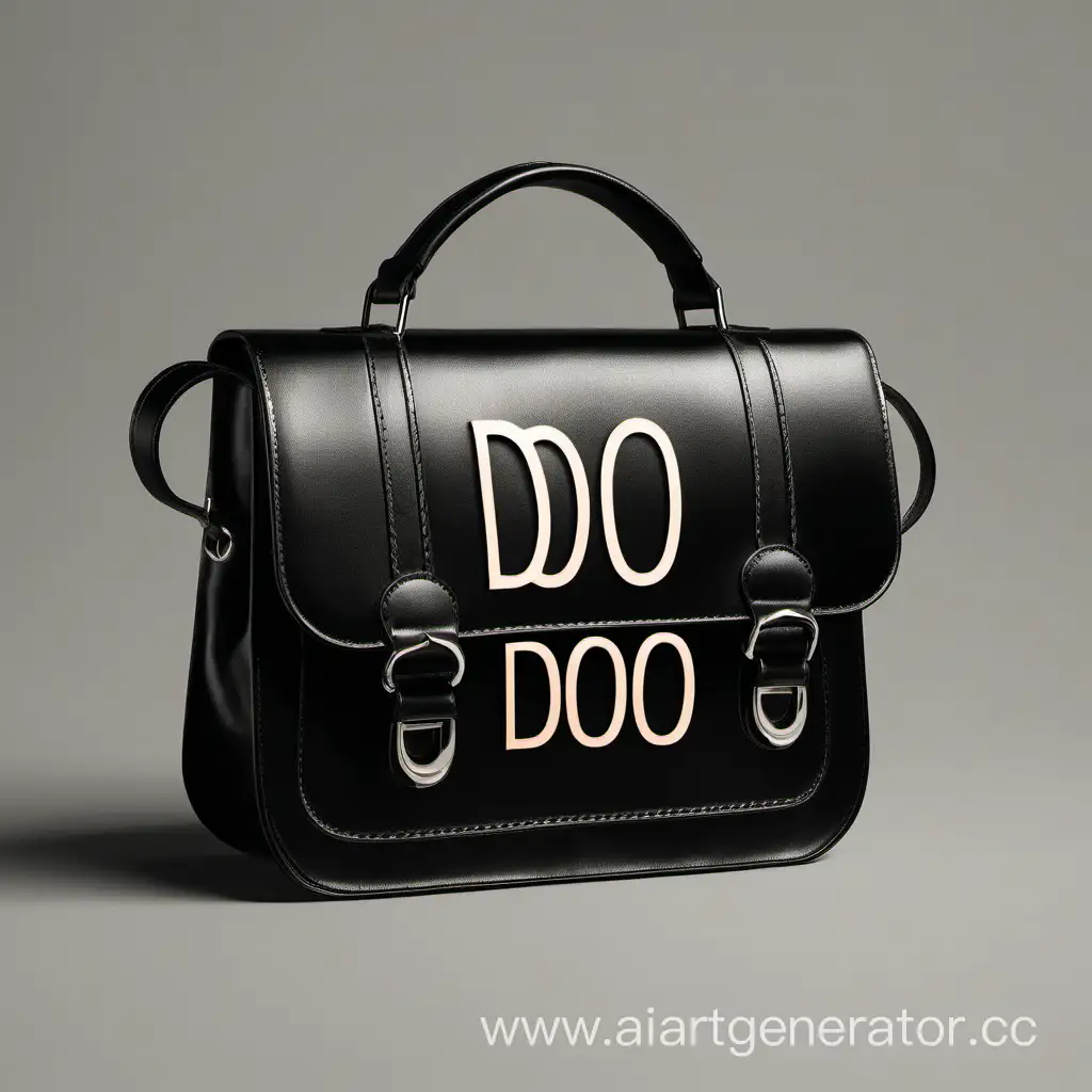 Stylish-Black-Leather-Bag-with-Unique-Doo-Inscription