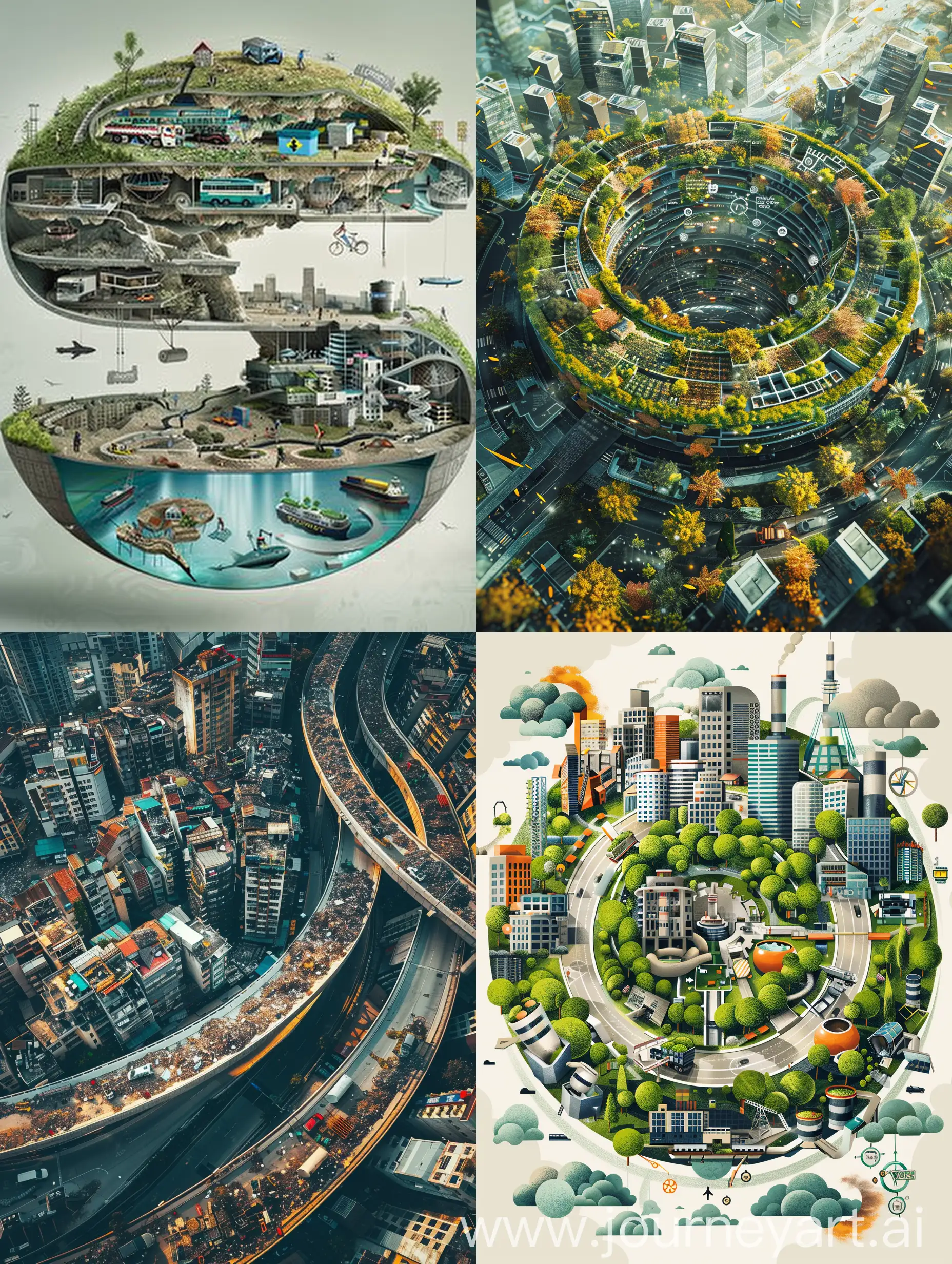 could you please create for me an image of the circular economy, how it manifests itself and how it can influence the system of activities carried out within the urban organization