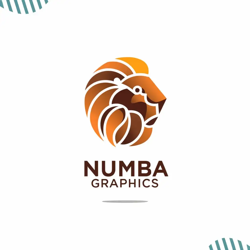a logo design,with the text "NUMBA GRAPHICS", main symbol:Lion,complex,clear background