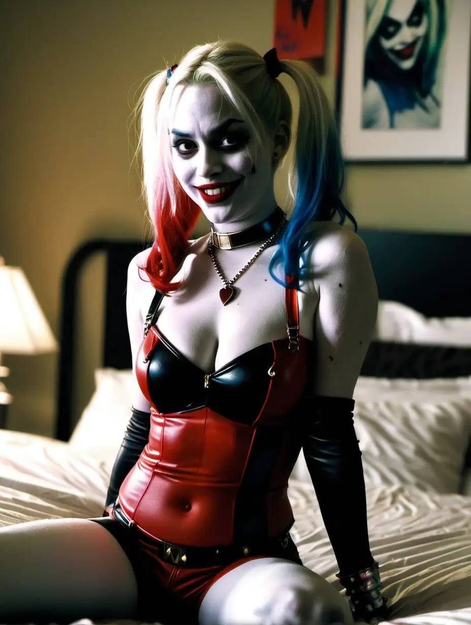Harley Quinn Enjoying a Vibrant Bedroom Scene