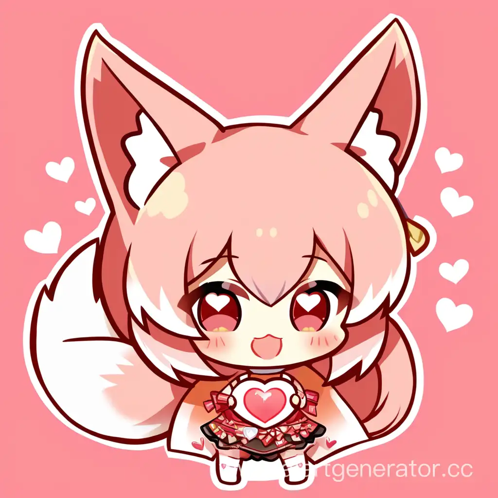 chibi fox give a big heart