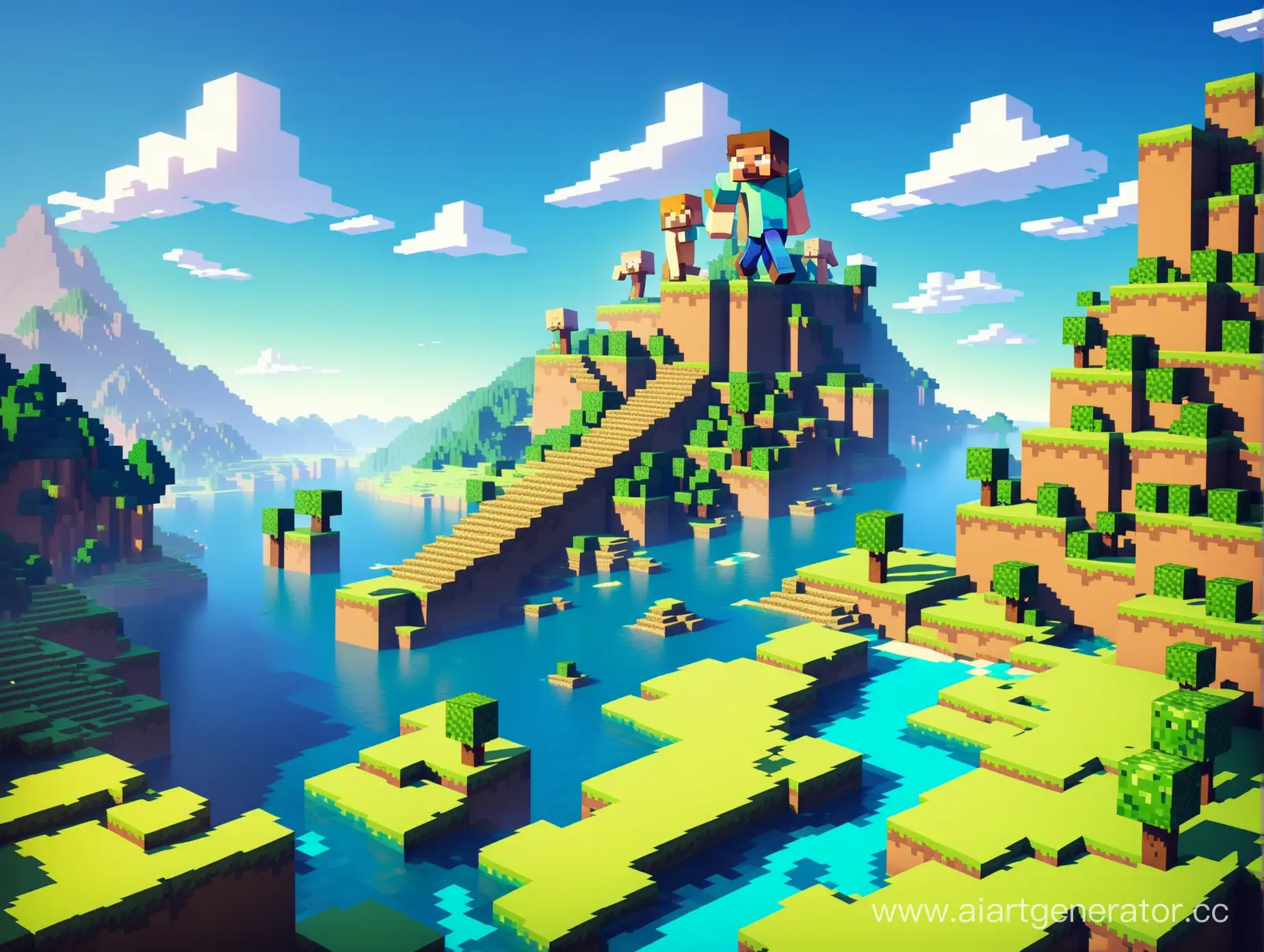 Vibrant-MinecraftInspired-Landscape-Explore-Pixelated-Wonders