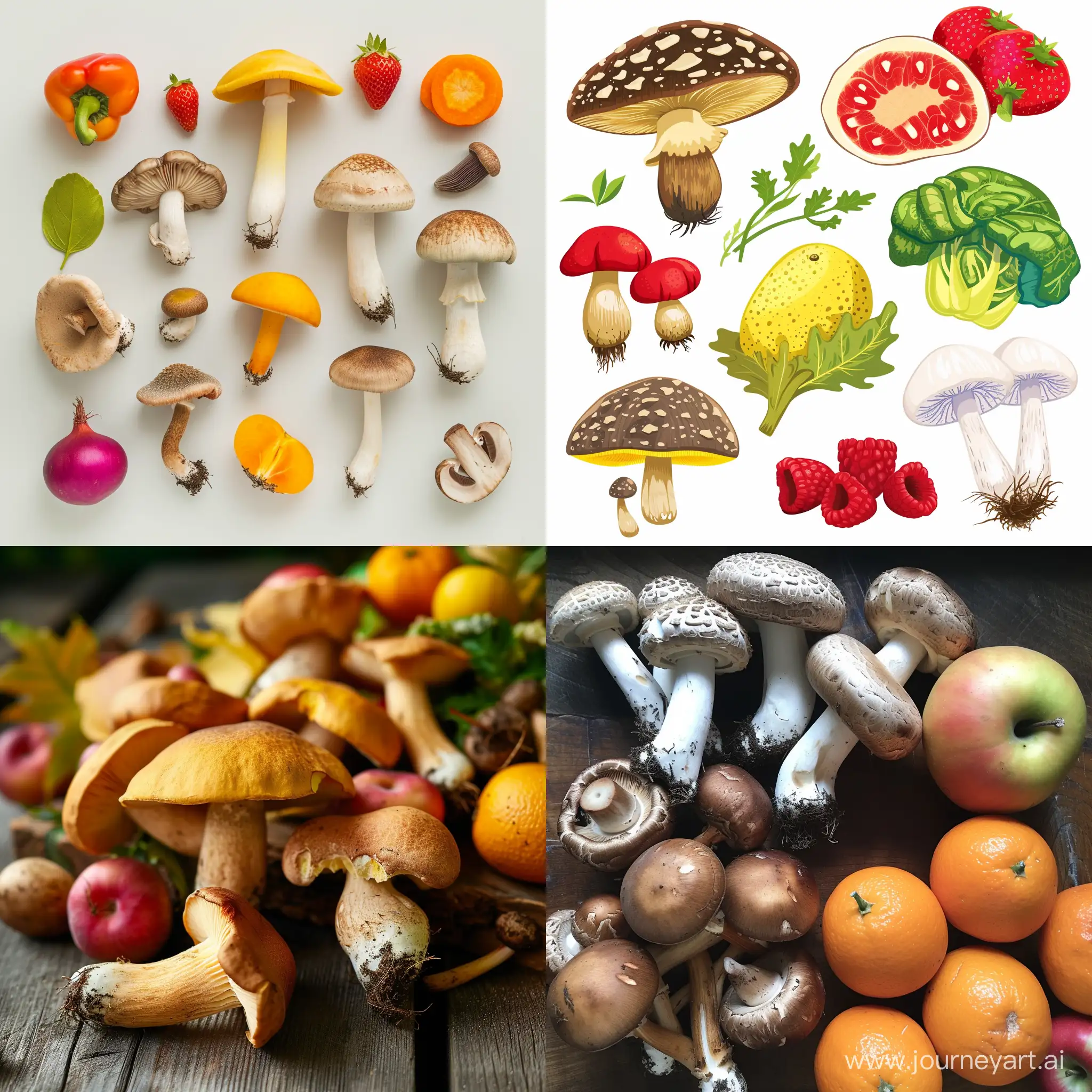 Colorful-Mushroom-Fruit-and-Vegetable-Still-Life-Composition