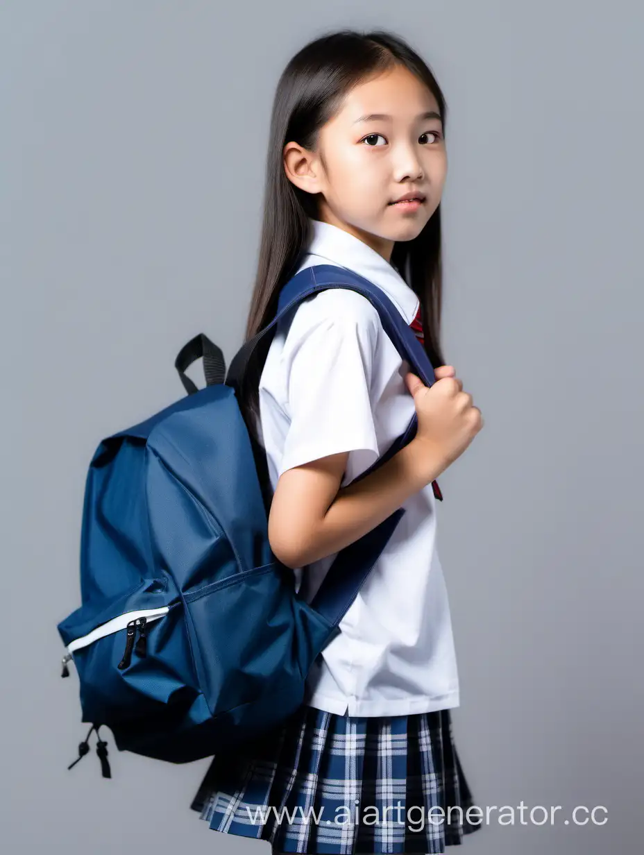 Asian-Schoolgirl-Standing-Sideways-with-Backpack