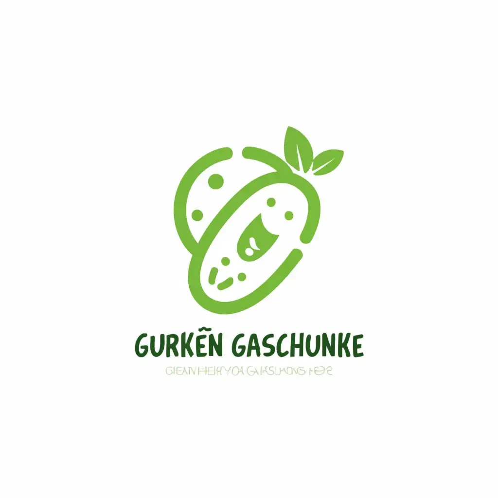 a logo design,with the text 'Gurken Gaschunke', main symbol:Cucumber and a 12 years old boy,Moderate,clear background