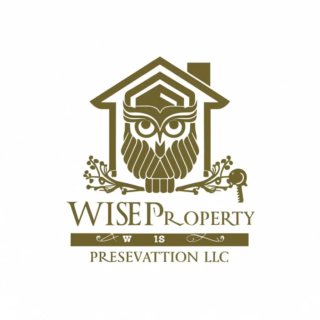 a logo design,with the text 'Wise Property Preservation LLC', main symbol:Owl, Key, House,complex,be used in Real Estate industry,clear background