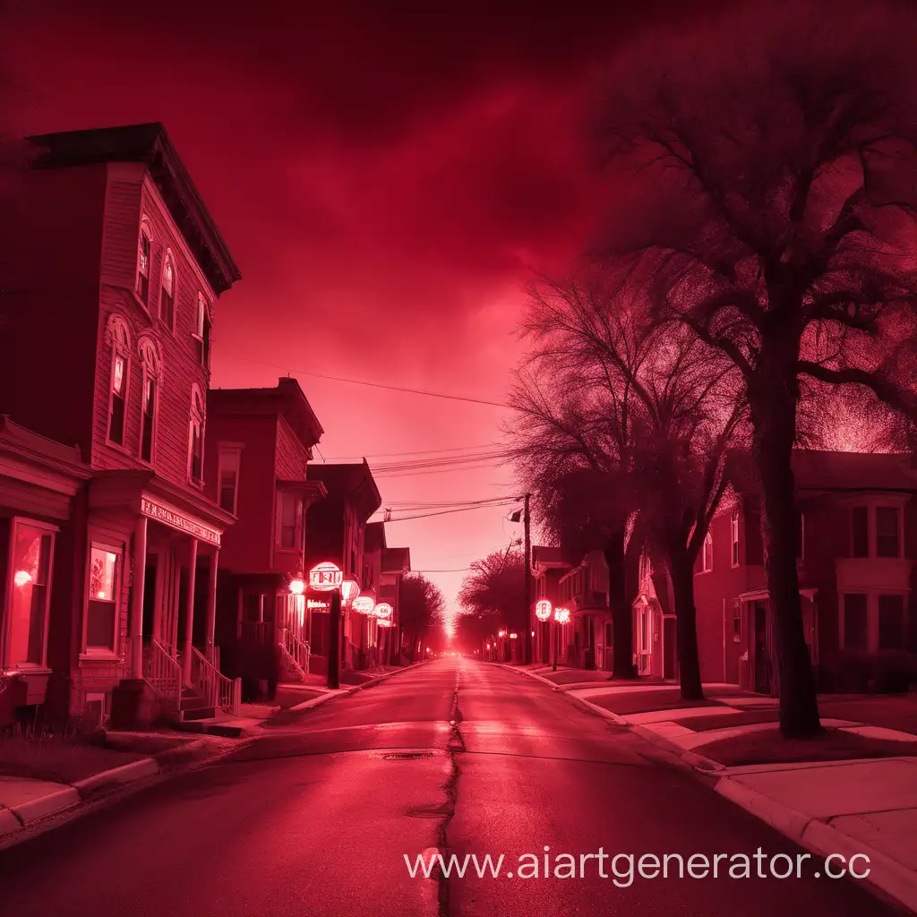 Eerie-RedToned-American-Street-at-Dusk