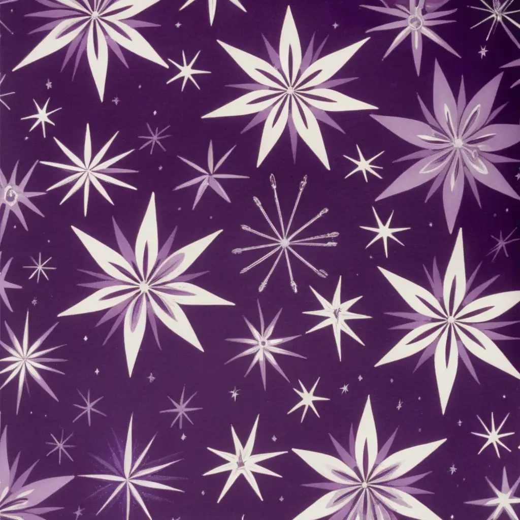 Dorothy Draper 1950s Floral Design Deco Galaxy Stars Glamour Purple