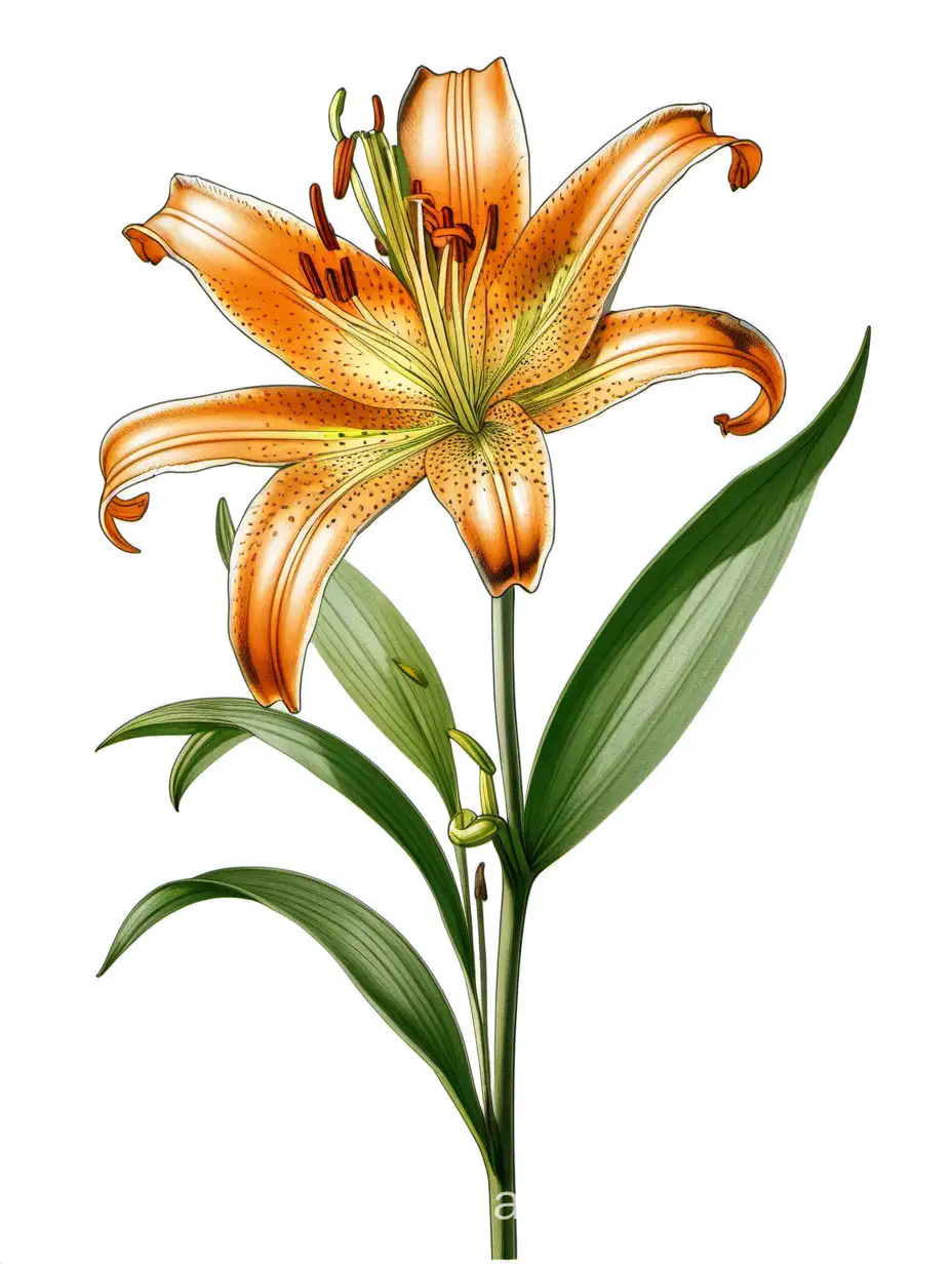 Exquisite-Botanical-Wild-Lily-Flower-on-White-Background