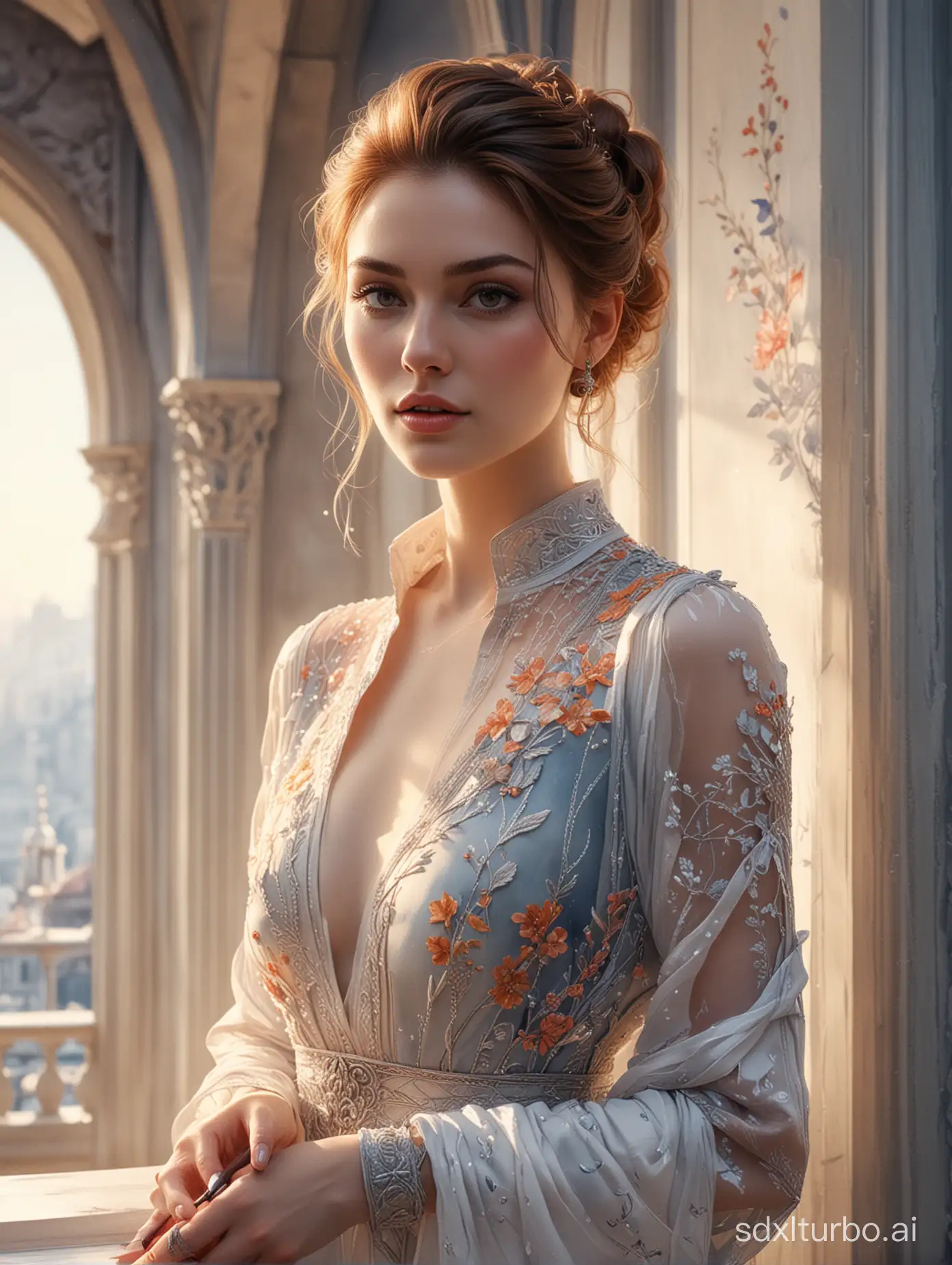 Fantasy. Sharp Focus, Elegant Soft Lighting, Intricate Masterpiece, Beautiful Award Winning, Fantastic View, Sharp Quality, Watercolor and Ink, Pencil Sketch, LNF, vibrant, fashion, cinematic, 3d render