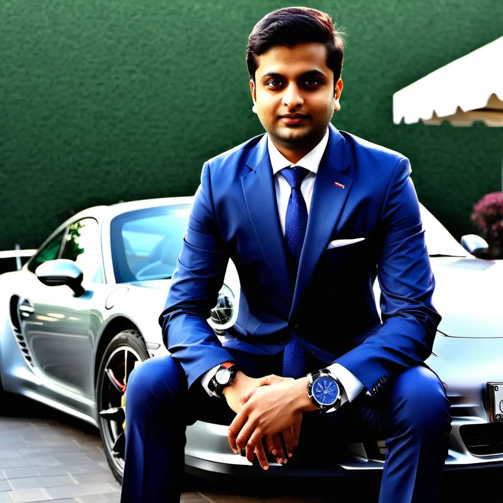 Anshuman Bansal who is a doctor in a Porsche with a good watch in a suit