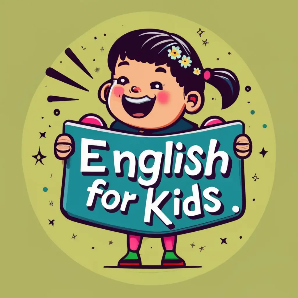 logo, child, with the text "English for kids", typography, be used in Education industry