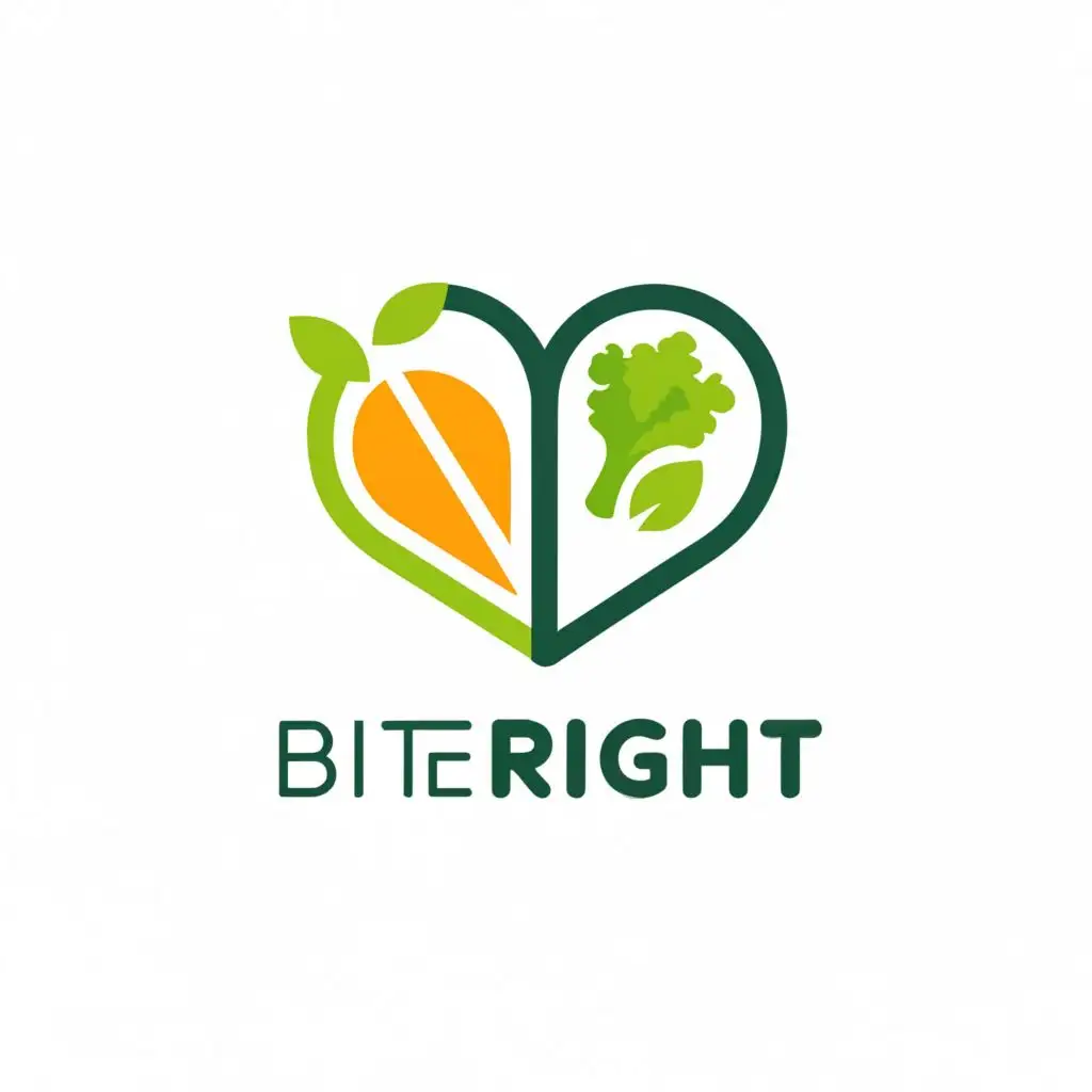 a logo design,with the text "BiteRight", main symbol:healthy foods,Minimalistic,be used in Sports Fitness industry,clear background