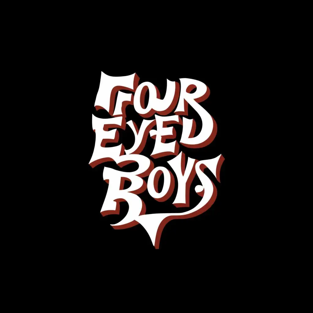 logo, hip hop, with the text "four eyed boys", typography