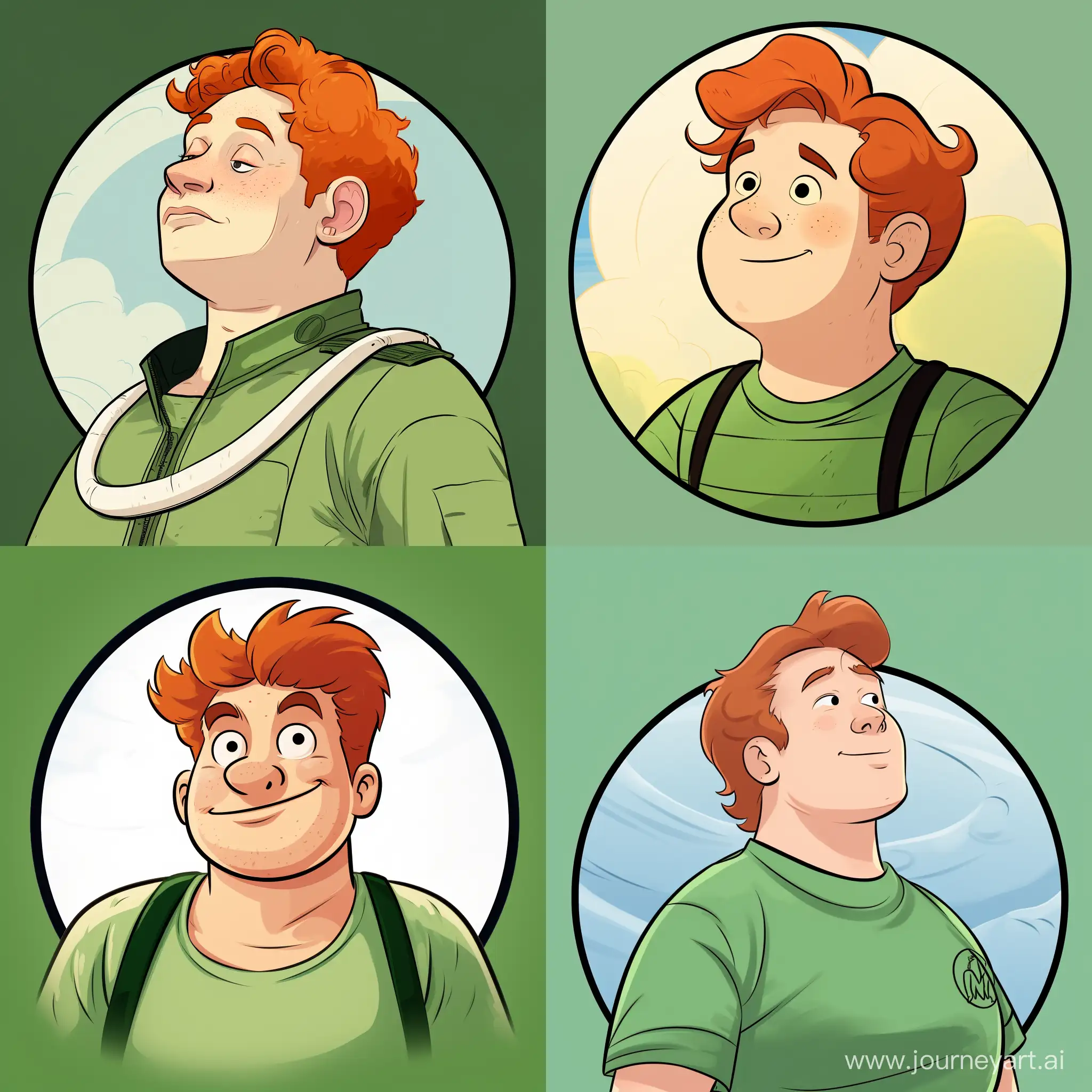 He is short and slightly overweight, under 25 years old, and has a beautiful nose. He has red disheveled hair and a big round nose. He calls himself a "moderately well-fed man in the prime of life". He wears a green T-shirt and a white jumpsuit with a strap with a button instead of a button that launches a propeller that is attached to his back.detailed processing photo the reality of the small details of the foreground photo taken with a Nikon Z 9 camera