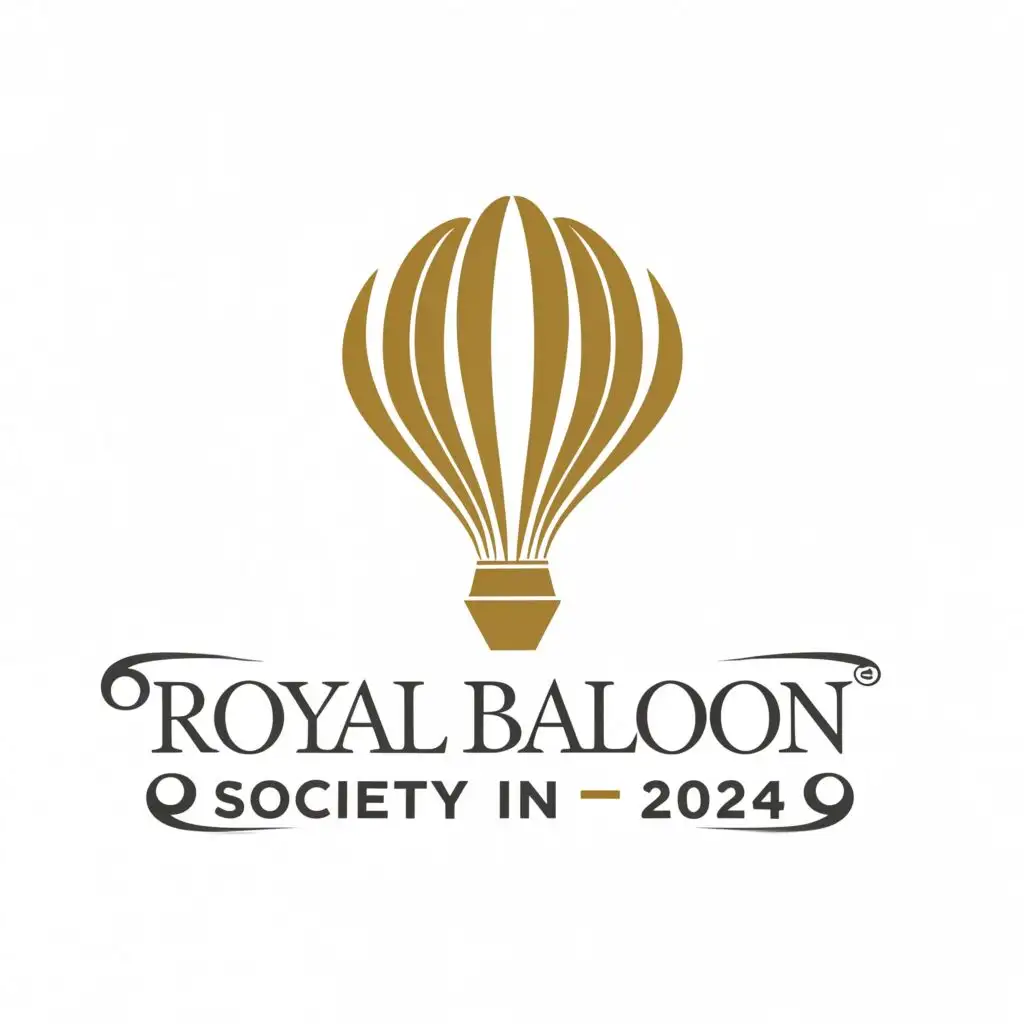 a logo design,with the text "Royal balloon society 2024", main symbol:hot air balloon, white background,complex,clear background