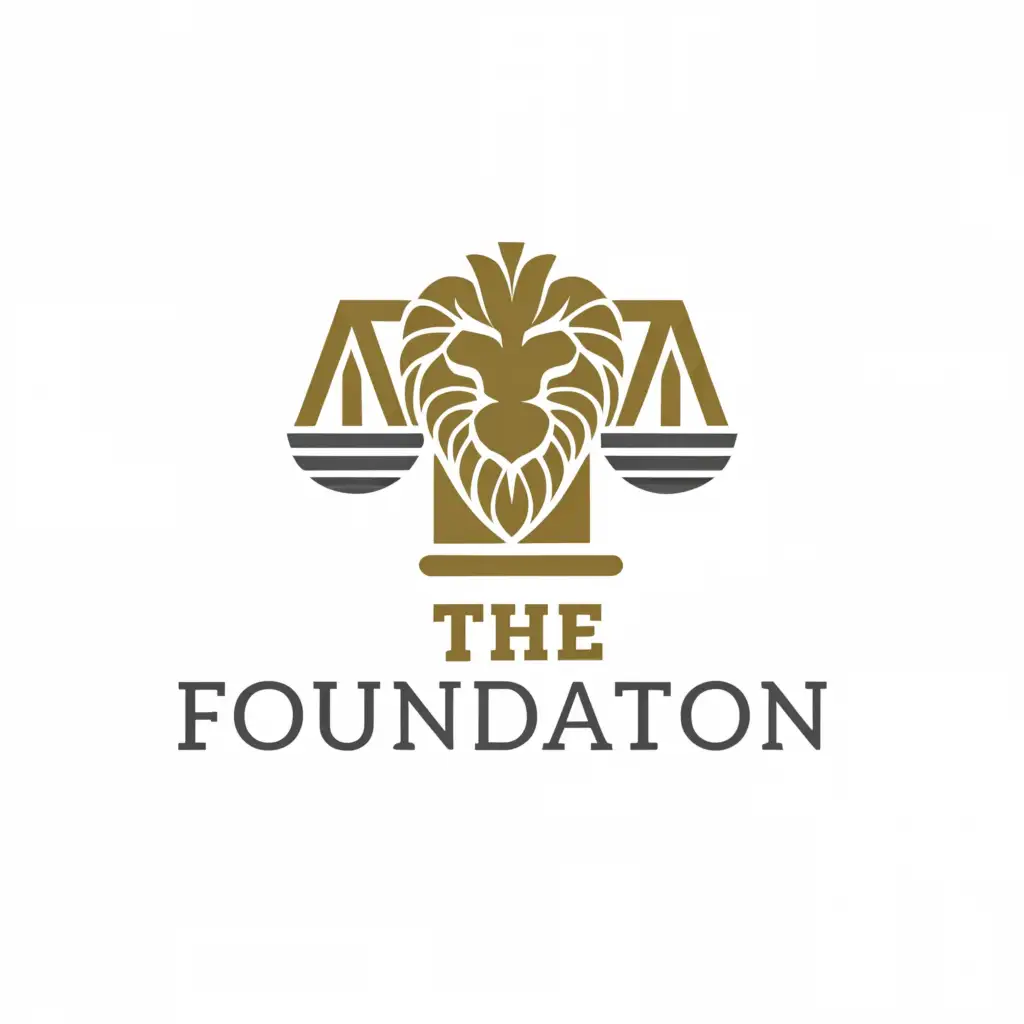 a logo design,with the text "The Foundation", main symbol:Scales, lion,complex,be used in Legal industry,clear background