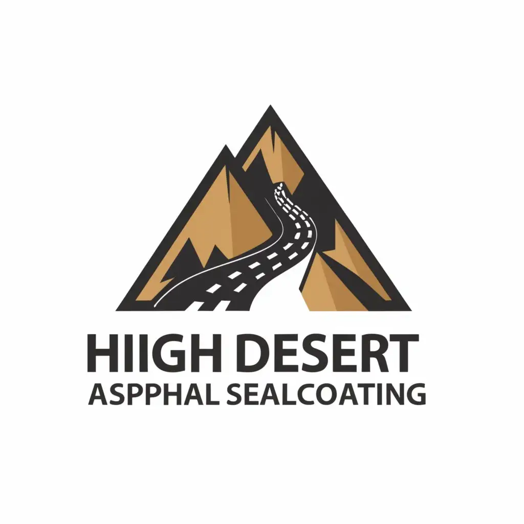 a logo design,with the text "High Desert Asphalt Sealcoating", main symbol: a pointy mountain with a driveway in the middle, make "High Desert Asphalt Sealcoating» readable and no other info on it, Minimalistic, be used in Construction industry, clear background, spell it correctly " High Desert Asphalt Sealcoating"
