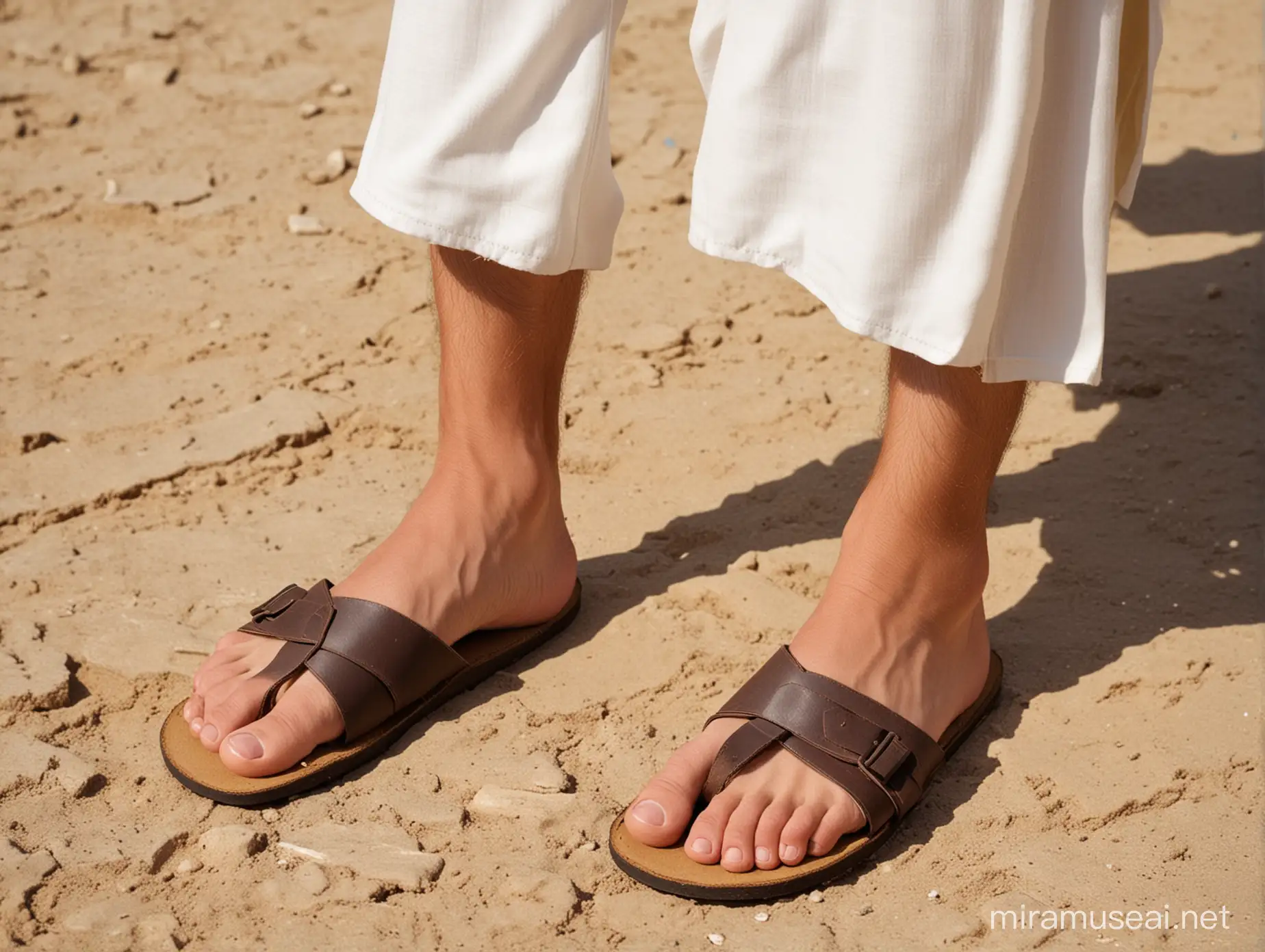 Jesus' sandals without feet or legs