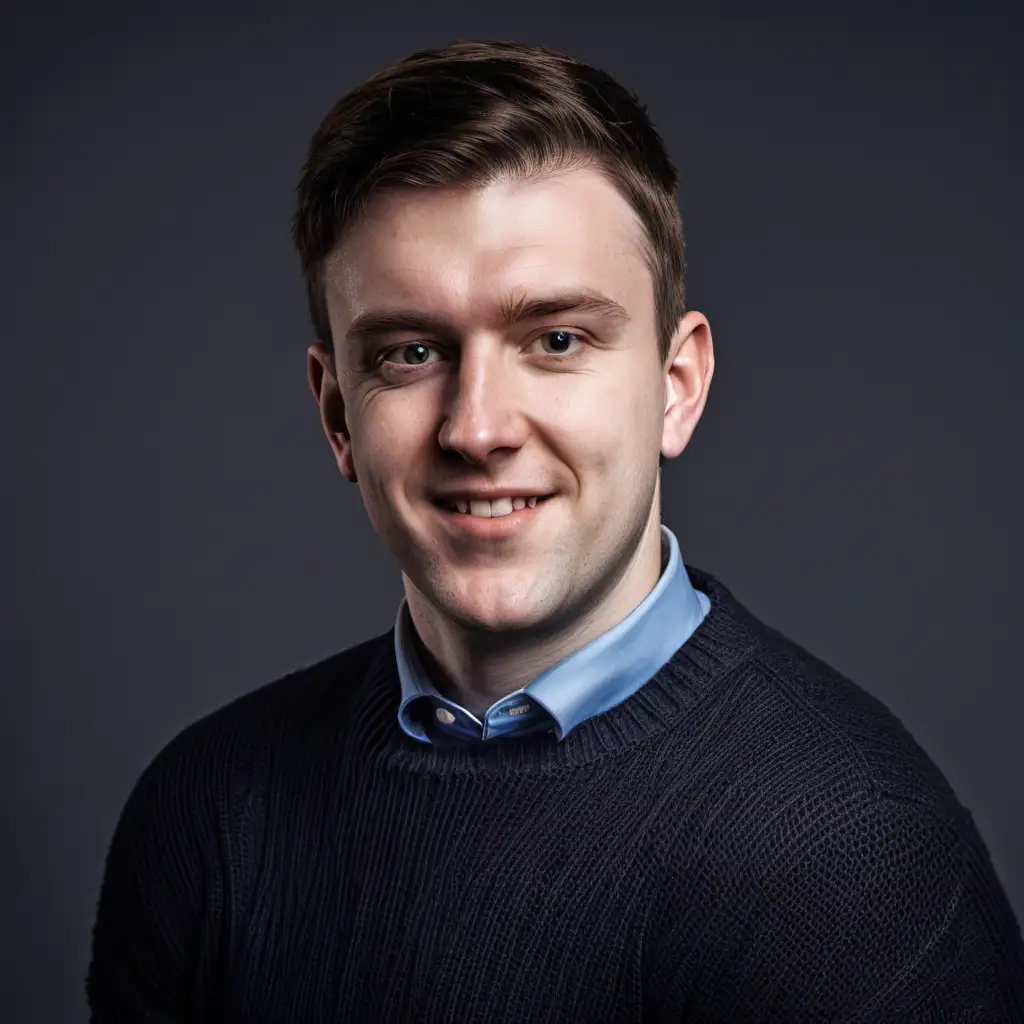 English male wearing a jumper for profile photo for LinkedIn