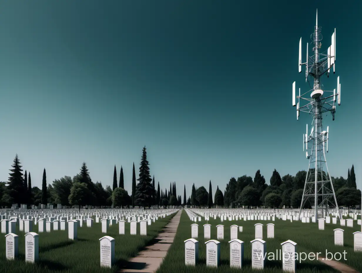 5G cell towers next to a cemetery without other high objects