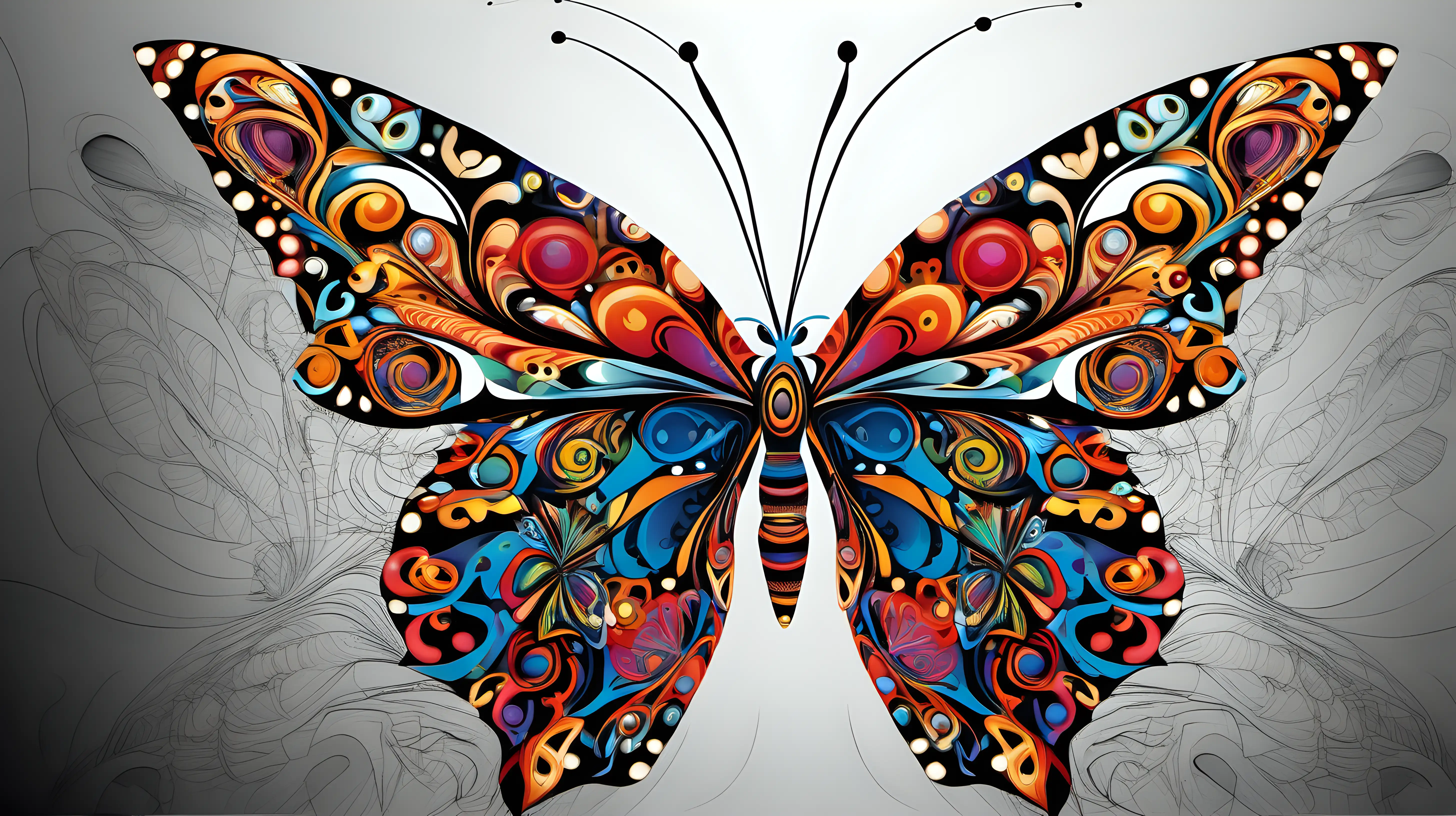 Vibrant Abstract Butterfly Art Expressive Fusion of Color and Form