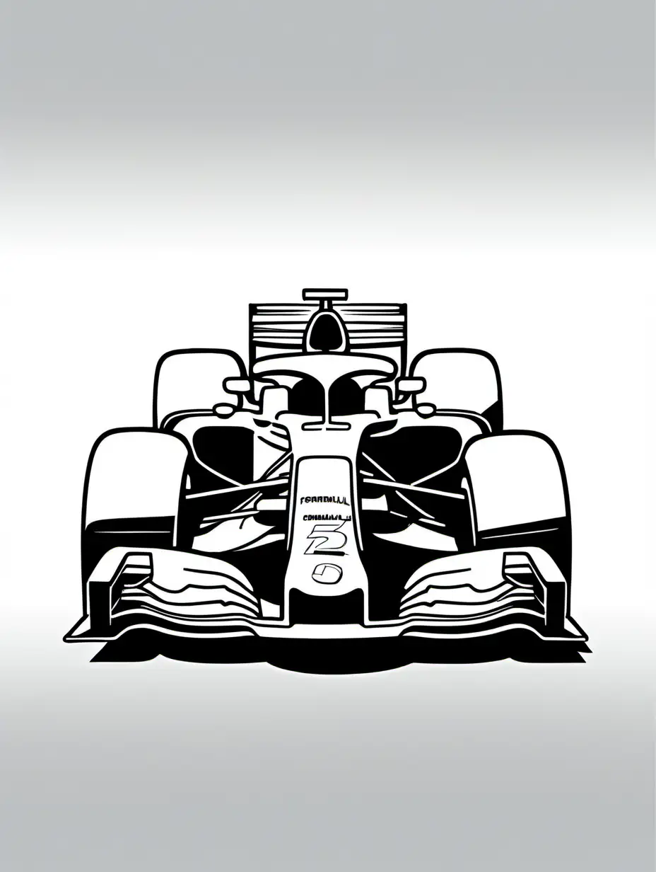 FrontFacing Formula 1 Race Car Illustration on White Background