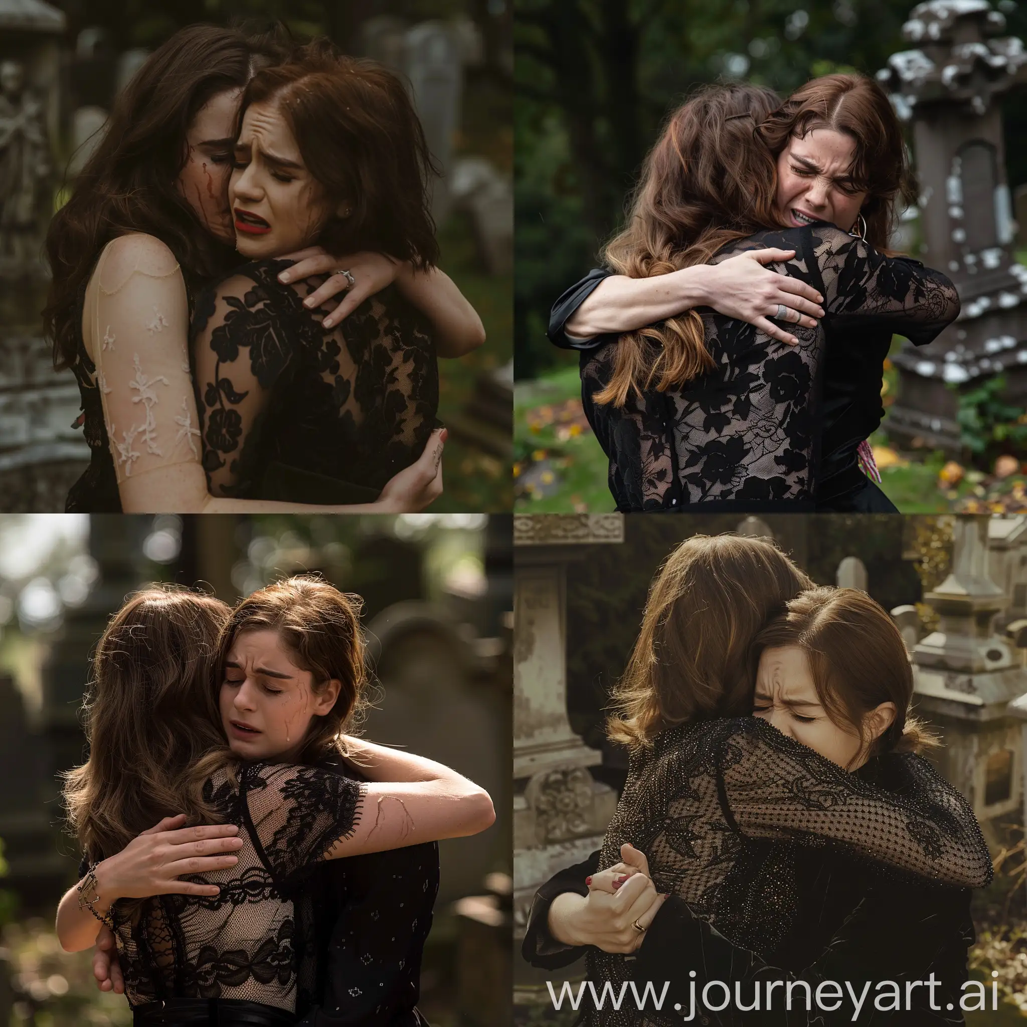 LGBTQ-Lesbians-Couple-Embracing-Emma-Watson-in-Ariana-Grandes-Shirt-at-a-Tearful-Cemetery