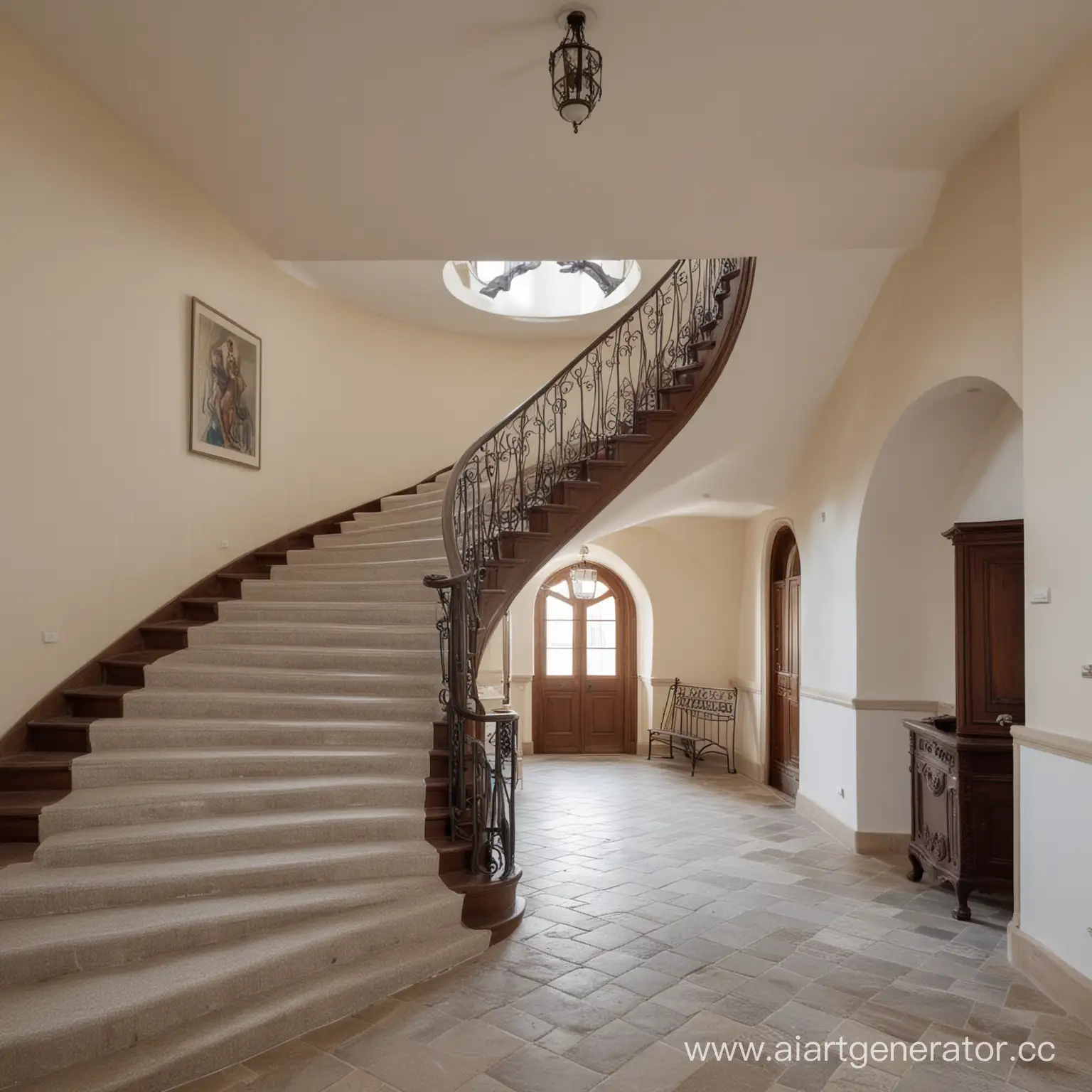 Grand-Entrance-Hall-with-Staircase-and-Majestic-Beast-Sculpture