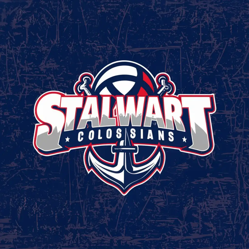 a logo design,with the text "Stalwart Colossians", main symbol:volleyball in full color with ship anchor,Moderate,be used in Sports Fitness industry,clear background