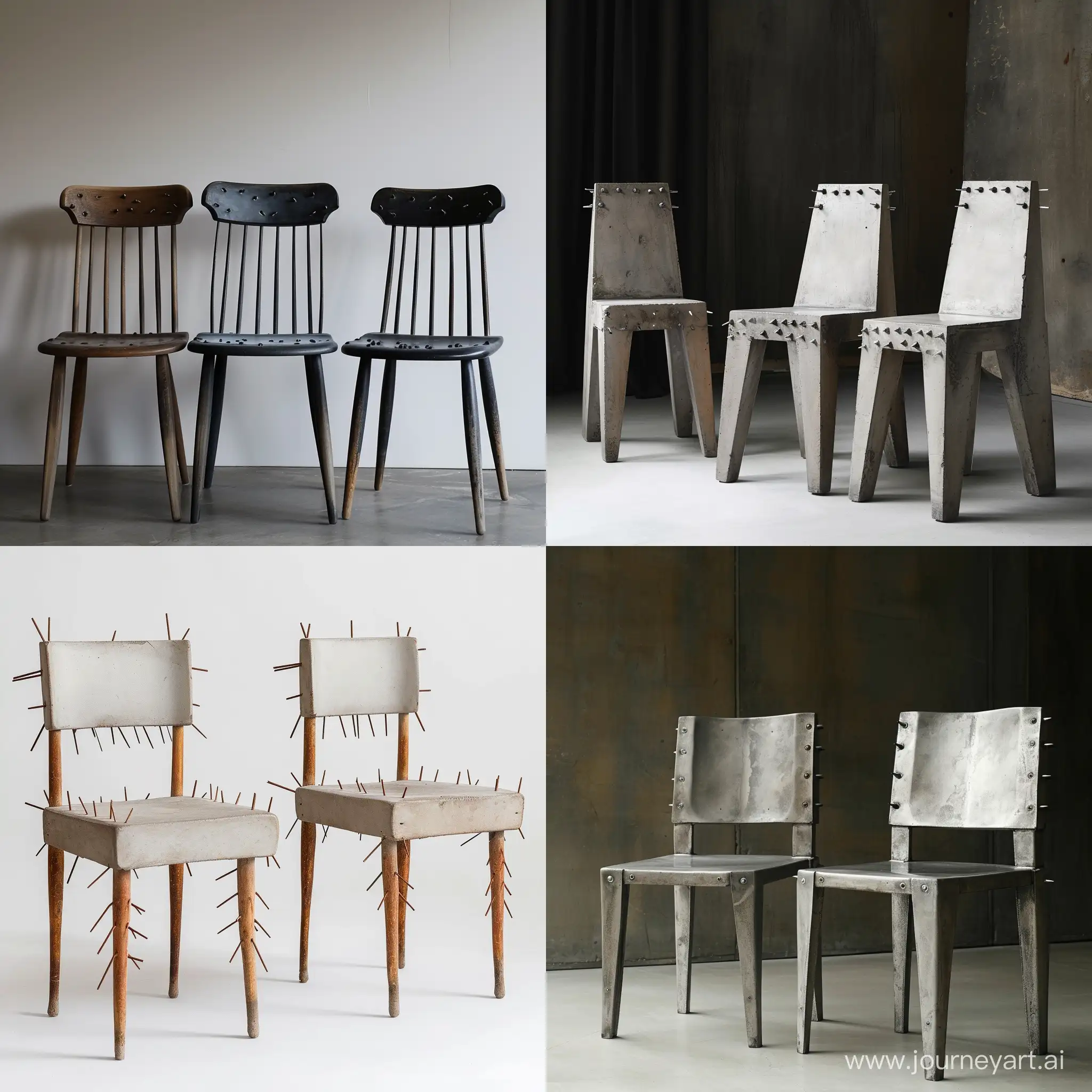 Minimalist-Chairs-Arrangement-Unique-Design-with-Protruding-Nails