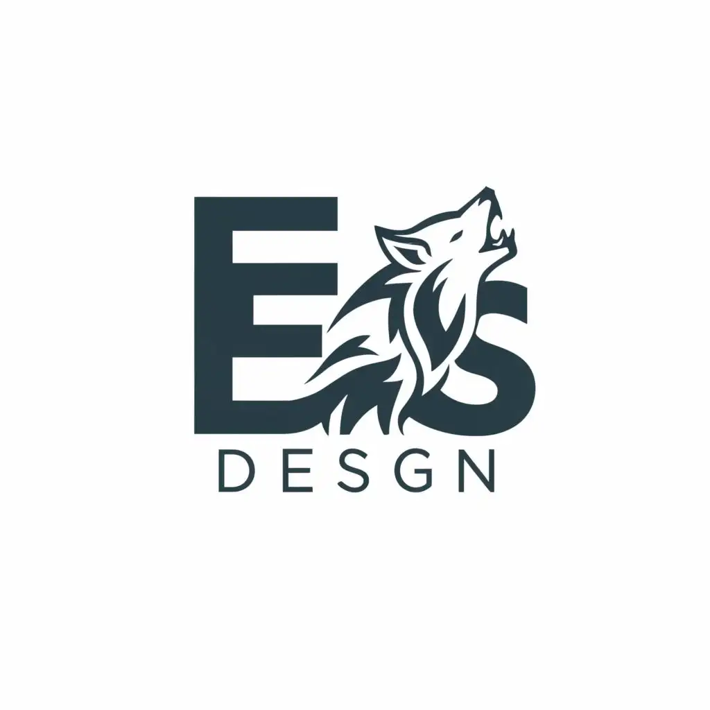logo, E S and wolf, with the text "ES Design", typography, be used in Construction industry