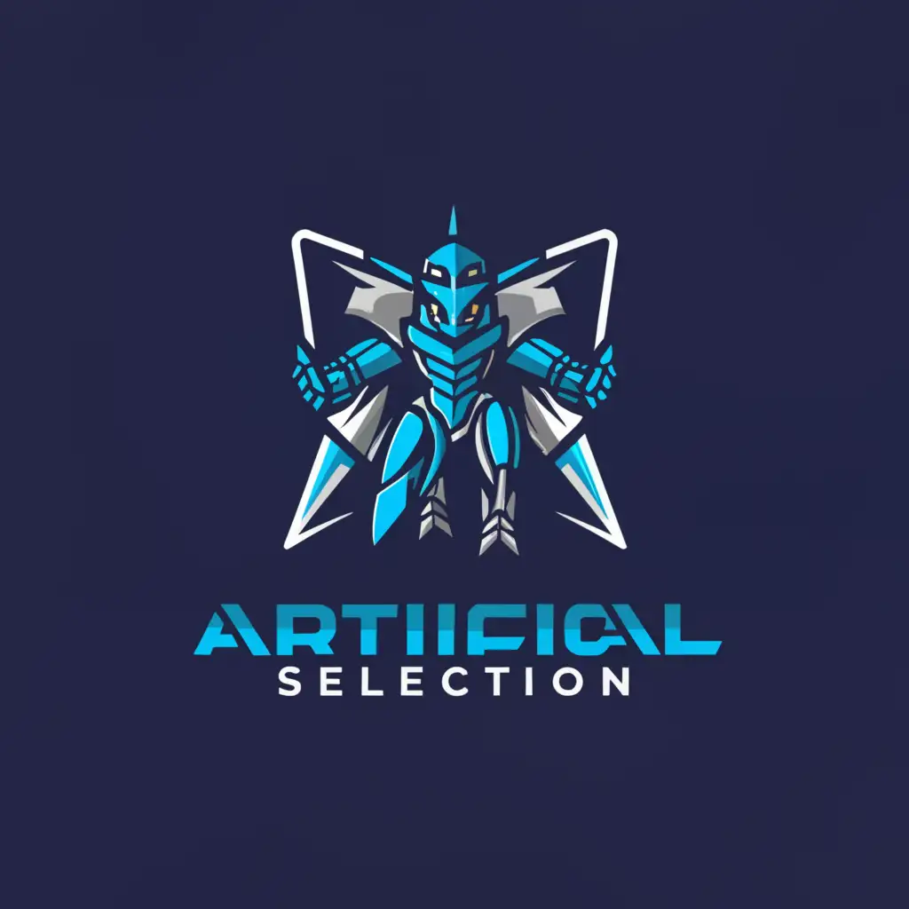 a logo design,with the text "artificial selection", main symbol:fighter robot,Moderate,be used in Entertainment industry,clear background