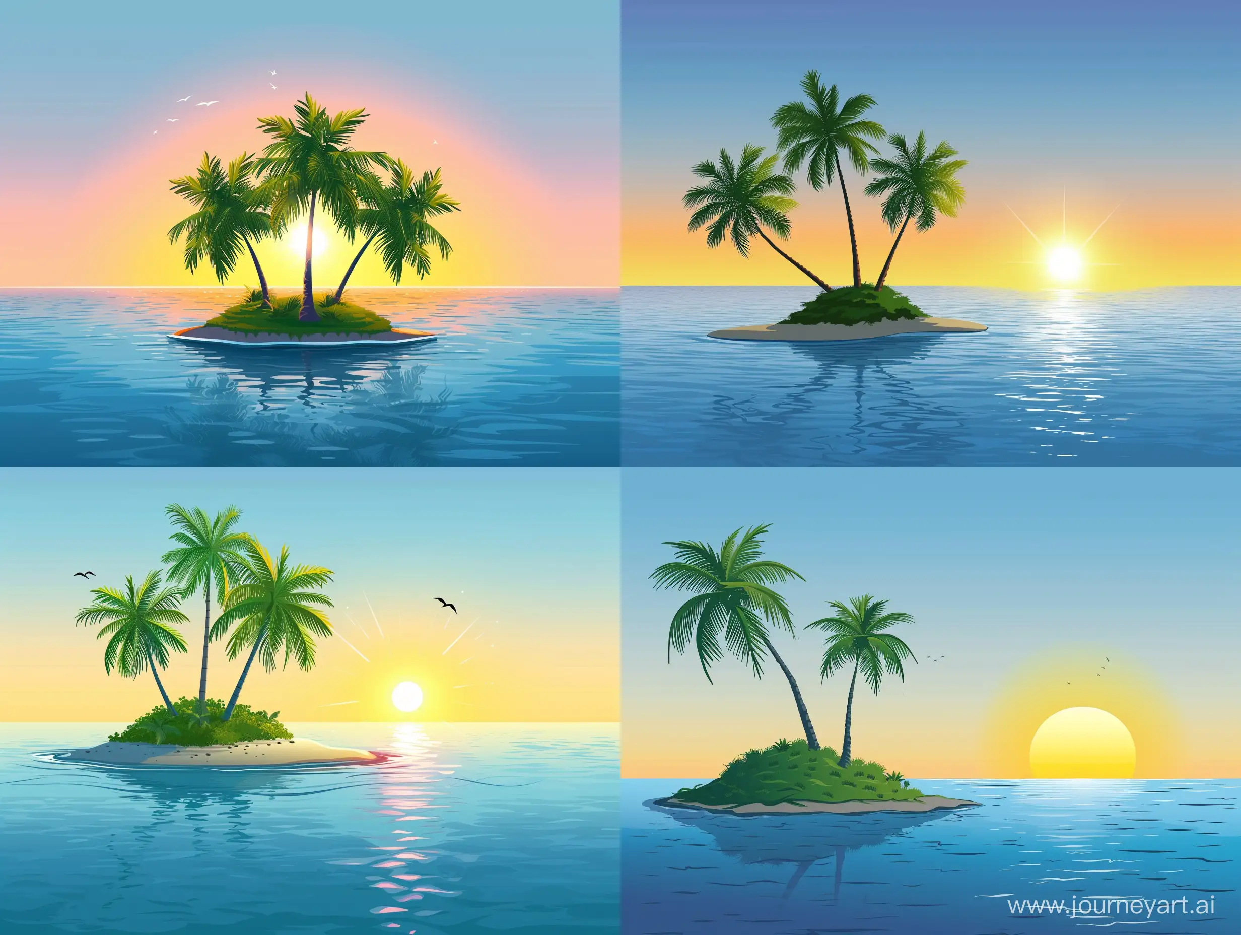 Tropical-Sunrise-on-a-Serene-Island-with-Coconut-Palms