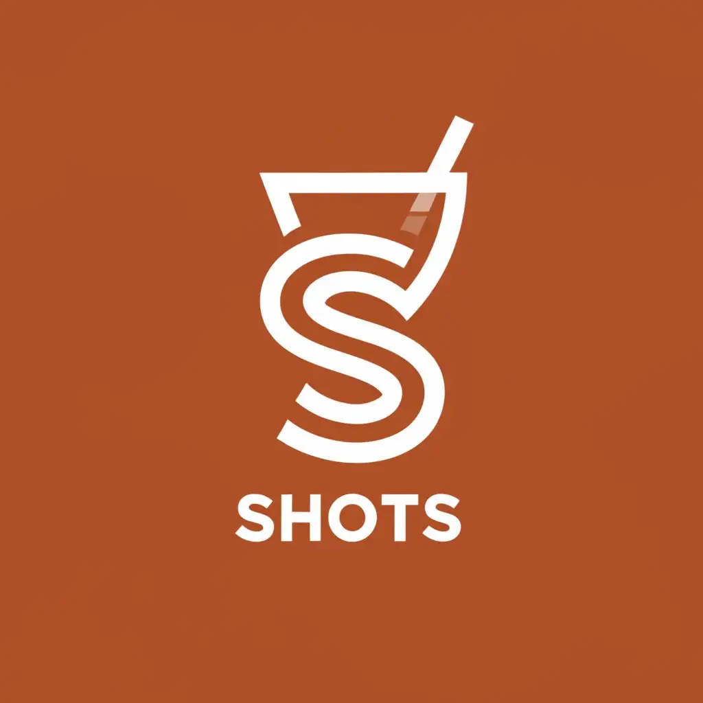 a logo design,with the text "Shots", main symbol:Drink Shot, Wine glass, Beer, Spirits, Letter S, beige and dark orange color, mountain, cocktails,Moderate,be used in Retail industry,clear background