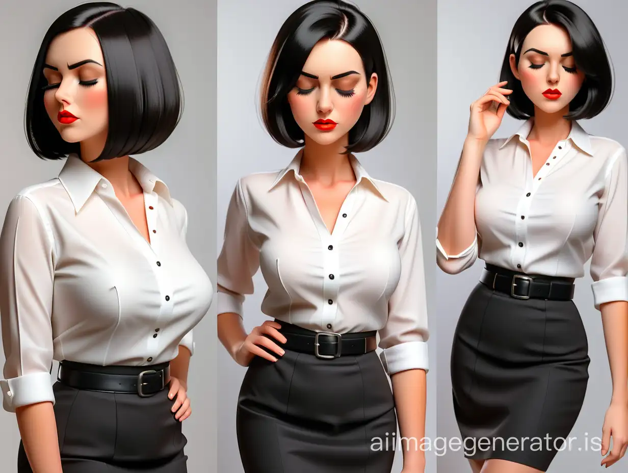 Elegant-Secretary-in-Love-with-Closed-Eyes-Sensual-Office-Collage
