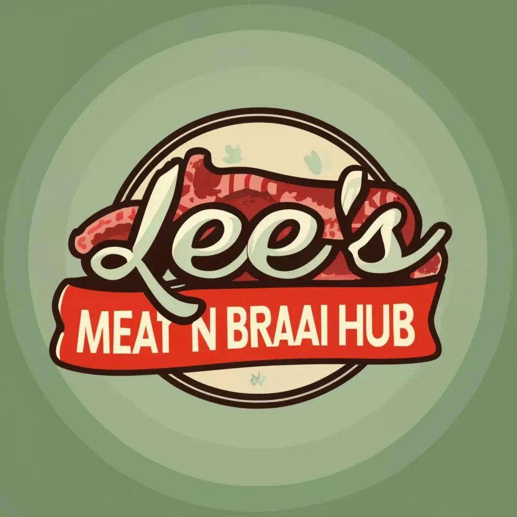 logo, smoked meats, with the text "LEE's Meat n Braai Hub", typography, be used in Restaurant industry
