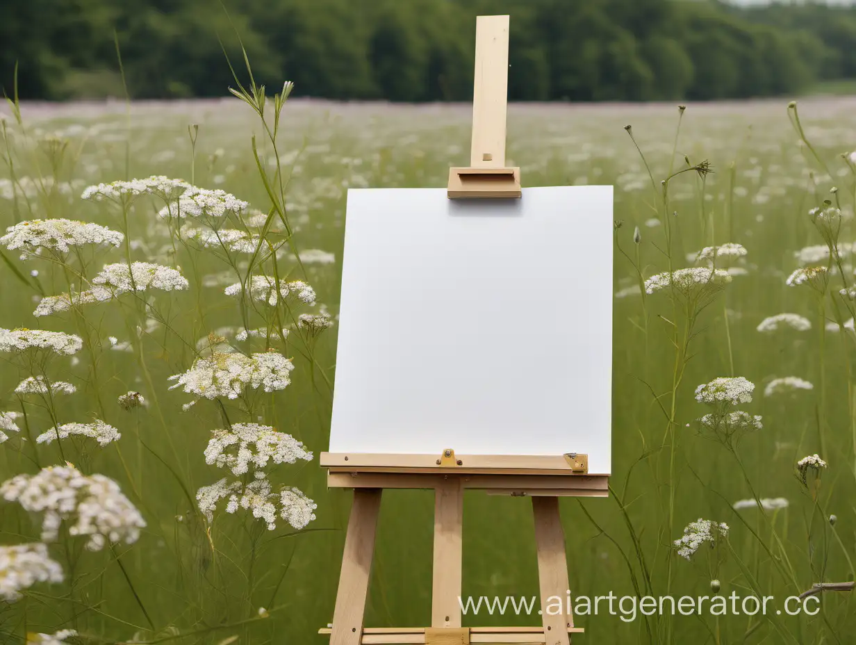 Artists-Easel-CloseUp-with-Meadow-Background-and-White-Paper