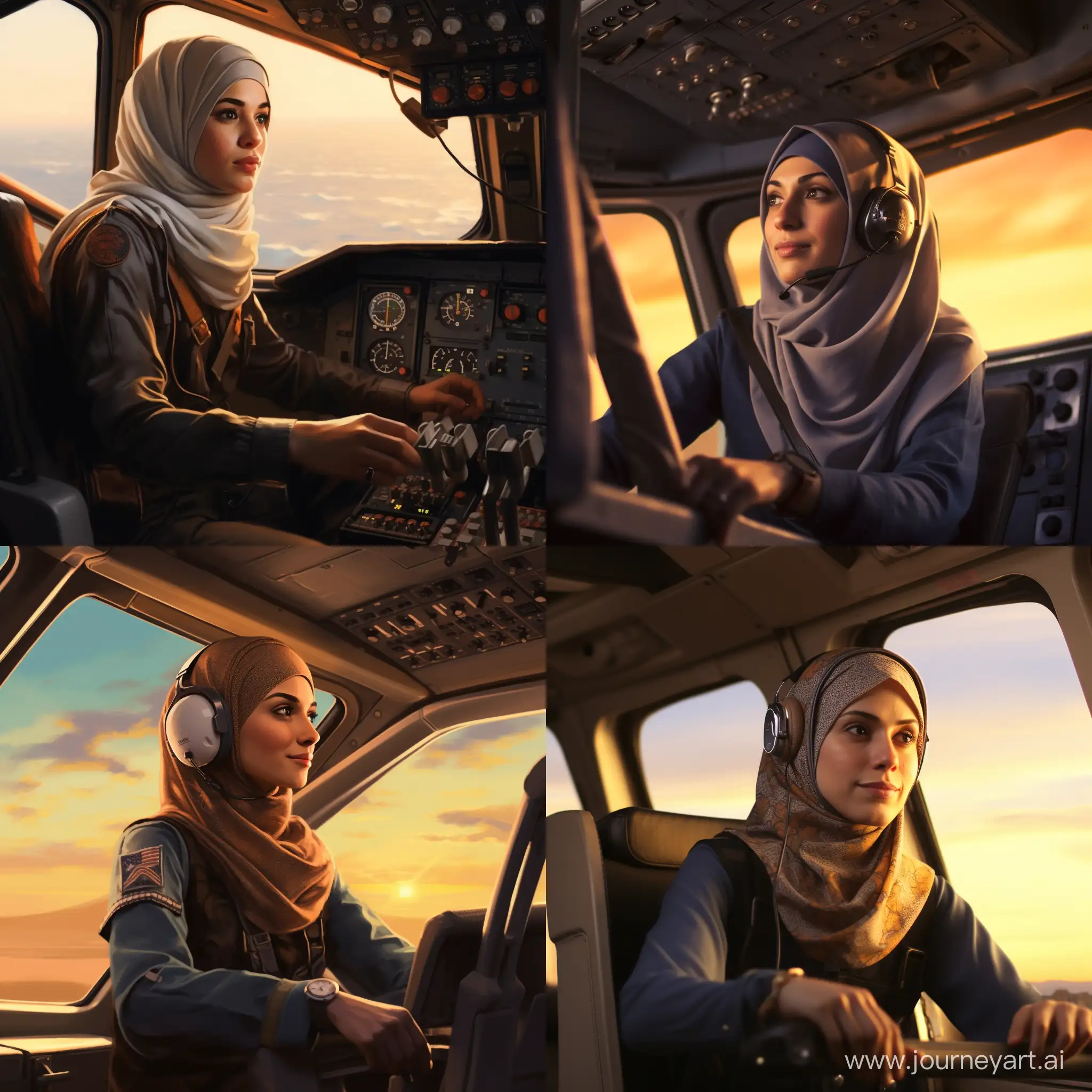 Muslim-Woman-Airplane-Pilot-in-Elegant-Sky