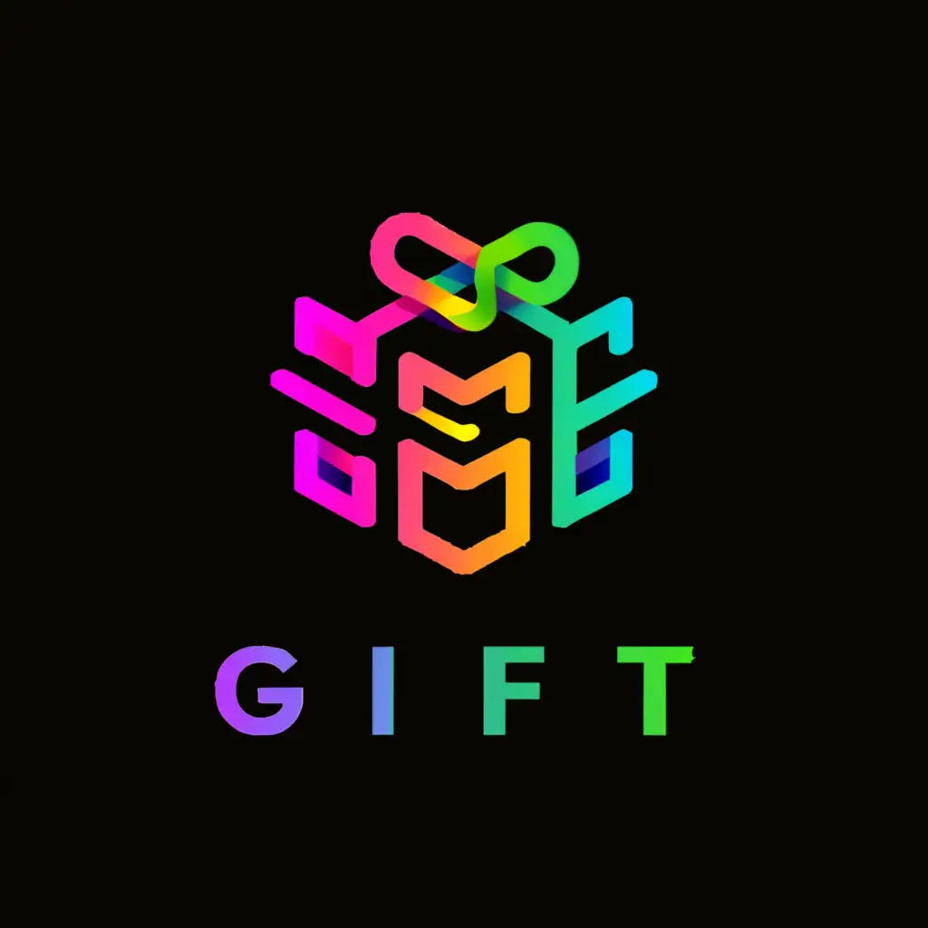 a logo design,with the text "GIFT", main symbol:rainbow, gift,Moderate,be used in Technology industry,clear background